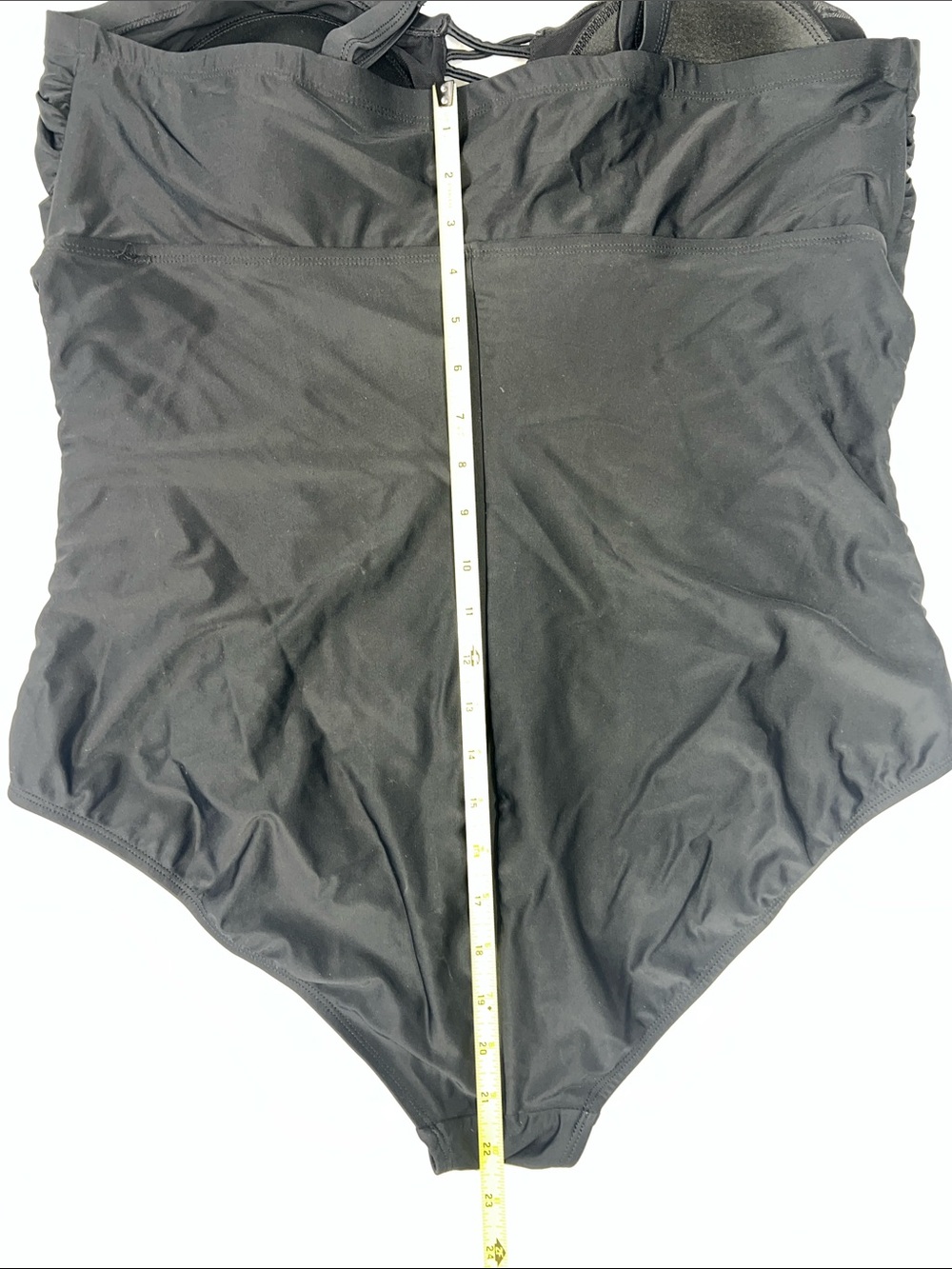 Torrid Women's Plus Size 3 Black Ruched Lace Up One Piece Swimsuit - Picture 7 of 9